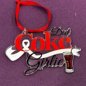 Diet Coke Girlie Acrylic Christmas Tree Ornament & Matching Vinyl Sticker Bundle